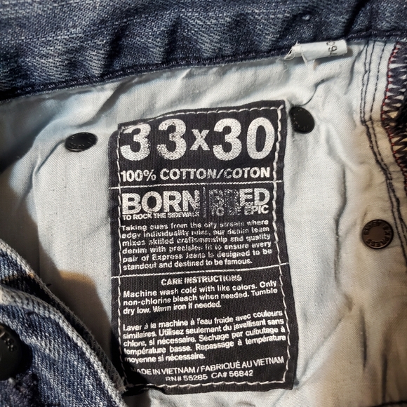 Express Rocco Slim Fit Skinny Leg Jeans Dark BlueWash MenSz33x30(actl.sz36x28.5) - Picture 9 of 12